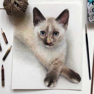 Custom pet portrait painting Hand painted watercolor animal painting Commission painting Painting from photo Pet memorial gift Pet drawing image 2