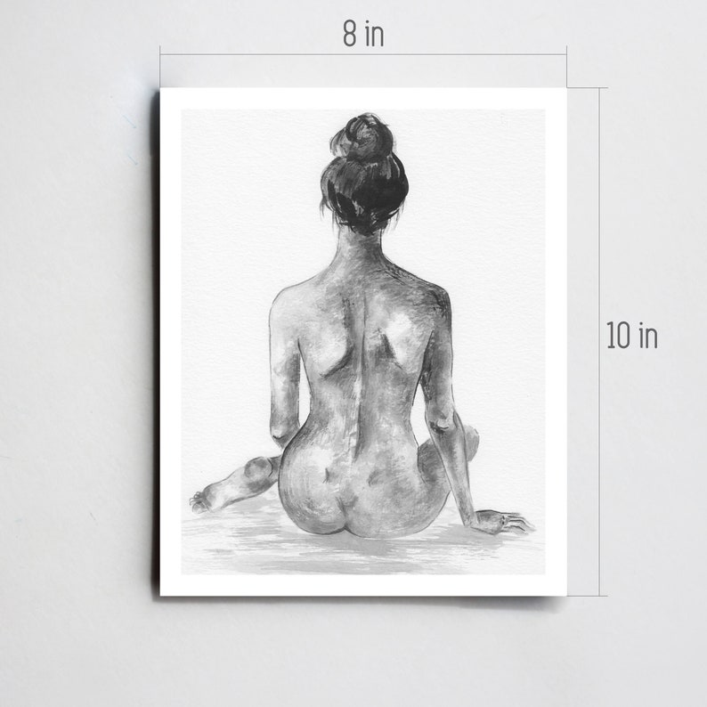 Black and white nude print Nude Woman art print Woman silhouette print Minimalistic nude sketch Female drawing Minimal sketch 5x78x1011x14