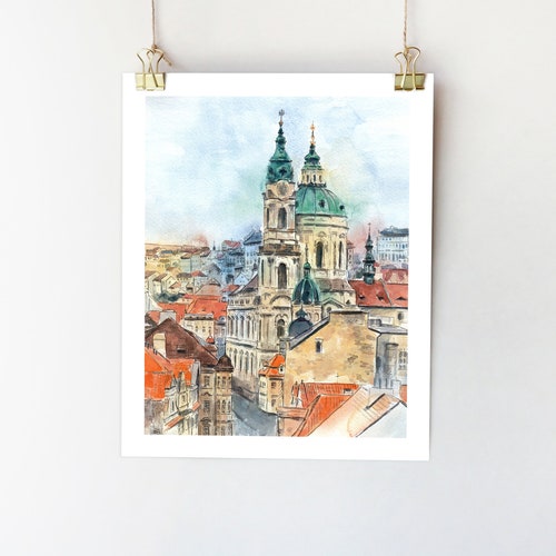 Prague Art Print Czech Republic Wall Art Prague Cityscape Etsy