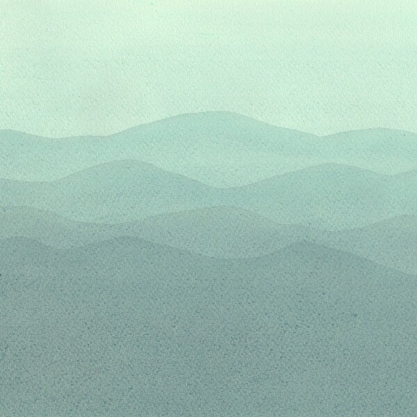 Dark blue mountain abstract painting. Abstract gray, blue painting. Minimalism painting. Original Watercolor Painting. 8x10