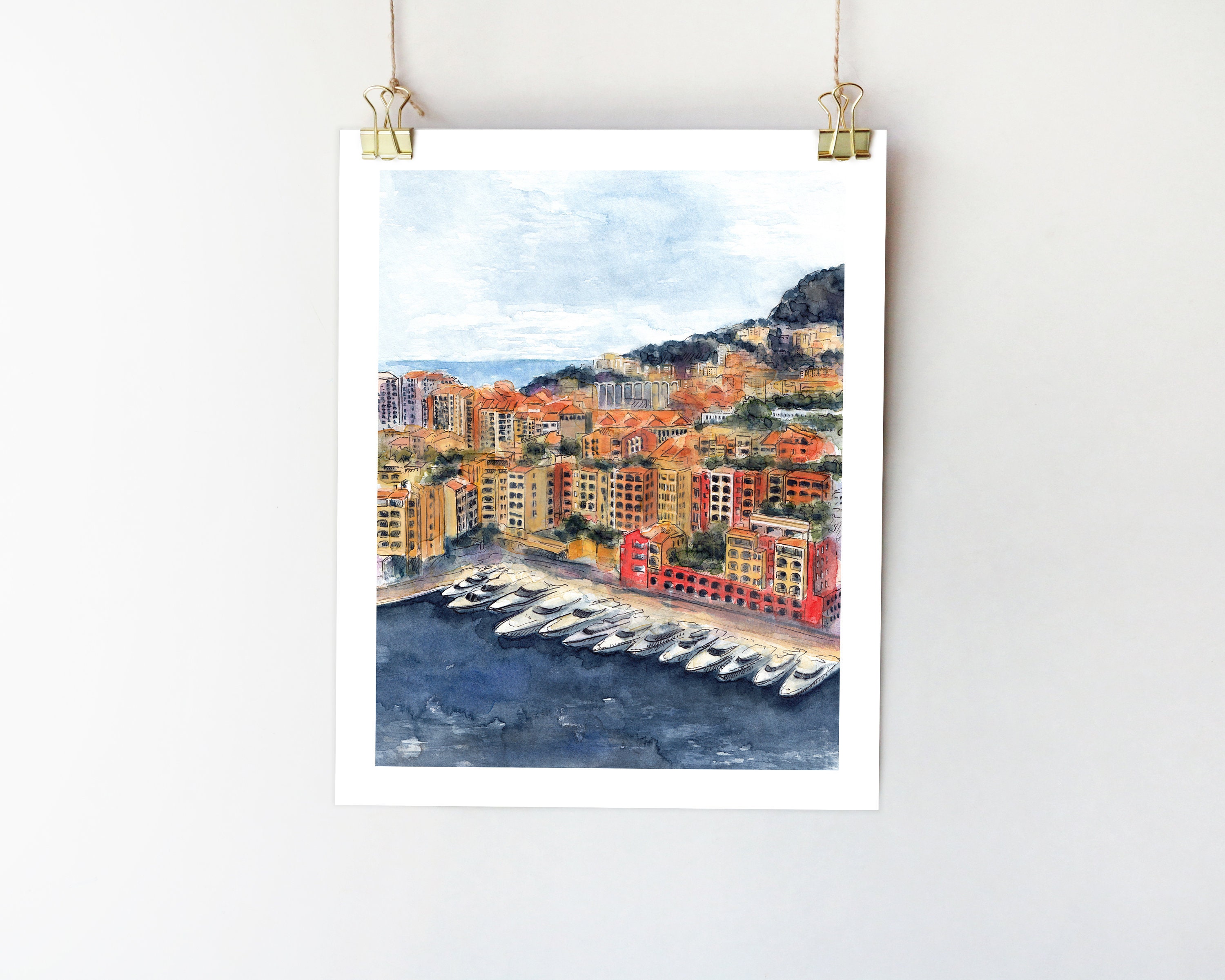 Monte Carlo poster Monte Carlo art print Monte Carlo wall art Monte Carlo watercolor Monte Carlo decor Monaco print Monaco poster Monaco art