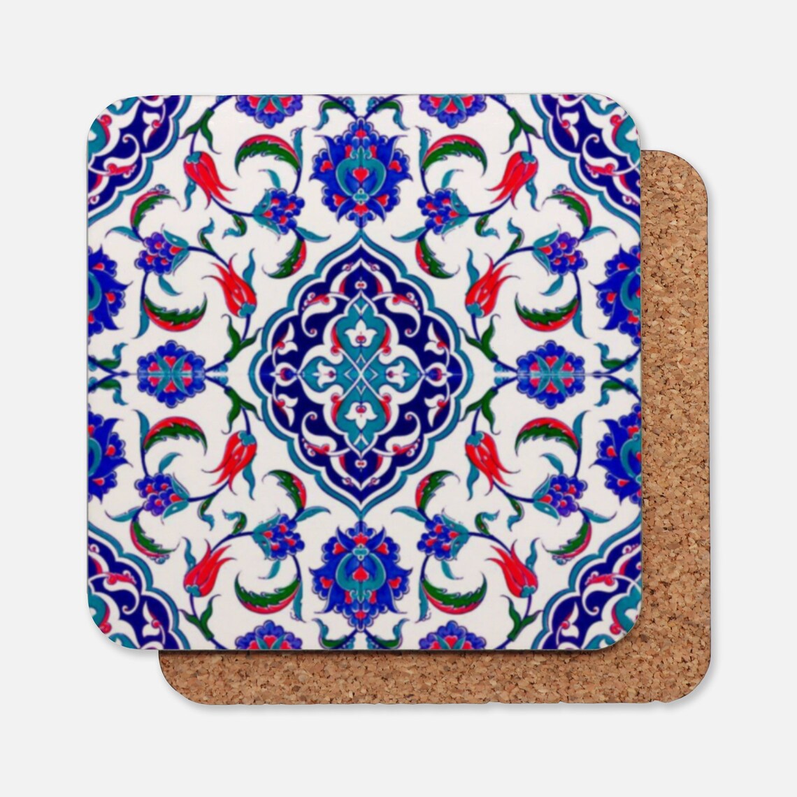 Turkish Design Hardboard Glossy Coasters With Cork Back. Set Etsy