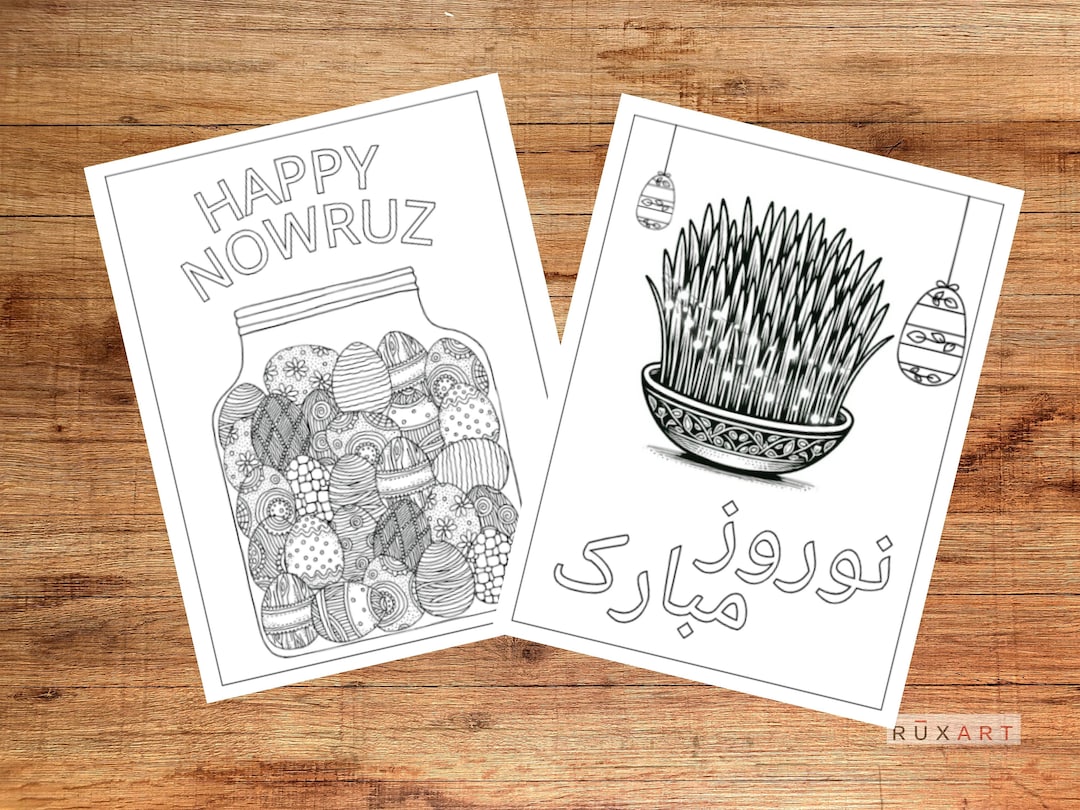 Nowruz Coloring Pages Persian New Year 15 Pages Made in USA Etsy