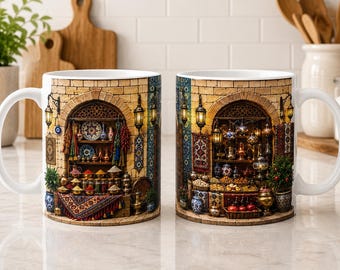 Persian Bazaar Full Wrap Mug 11oz  | Turkish Souk Coffee Mug | Middle Eastern Art Mug | Boho Maximalist Mug | Cultural Gift