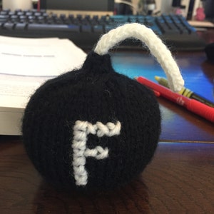 F Bomb, Hand Knit Stress Ball, Adult Humor, Gag Gift, Amigurumi Stress Ball
