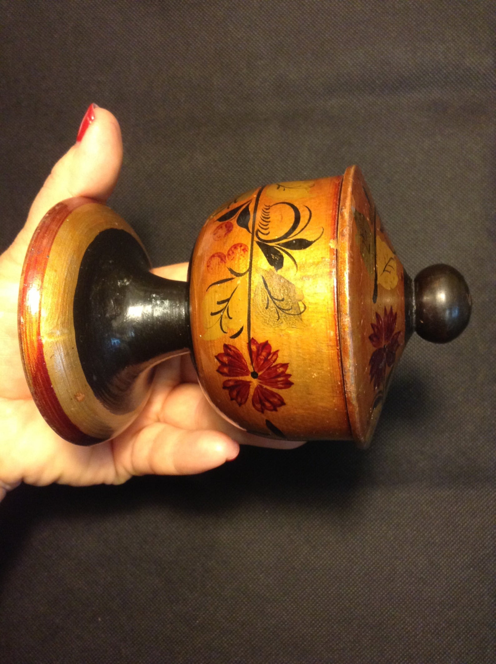 Box vase with lid vintage wooden Etsy