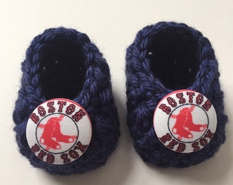 Boston Red Sox baby booties, baby booties, infant shoes, crochet baby booties, booties for baby, crochet baby shoes