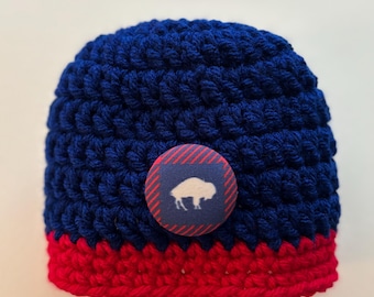 Buffalo Bills baby hat, Buffalo Bills baby shower gift, crocheted baby hat, Bills Mafia baby