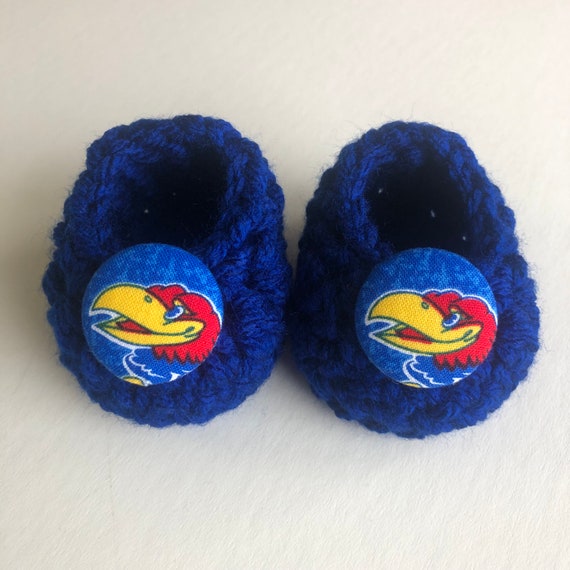 Kansas Jayhawks baby booties, Jayhawks baby gift, KU baby gift, Kansas baby accessory, University of Kansas baby gift, baby booties, Kansas