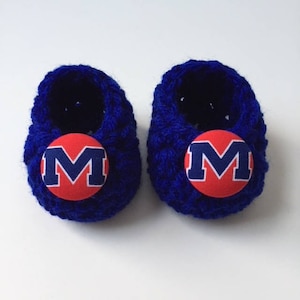 University of Mississippi baby booties, Ole Miss Rebels baby gift, Ole Miss baby ,crochet baby booties, booties for baby, crochet baby shoes