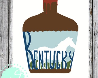 Instant download, Kentucky print, custom state print, state printable, bourbon print, custom wall art, wall decor, UK print, horse print