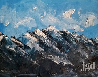 Mountain oil painting, Mountains printable, Nature printable, landscape painting, painted printable, mountain decor, cabin decor, cabin art