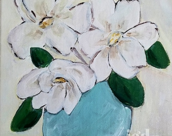 Magnolia in a vase, Magnolia art, floral art print, floral wall decor, flowers in vase, painted flowers, wall art, home decor, printable art