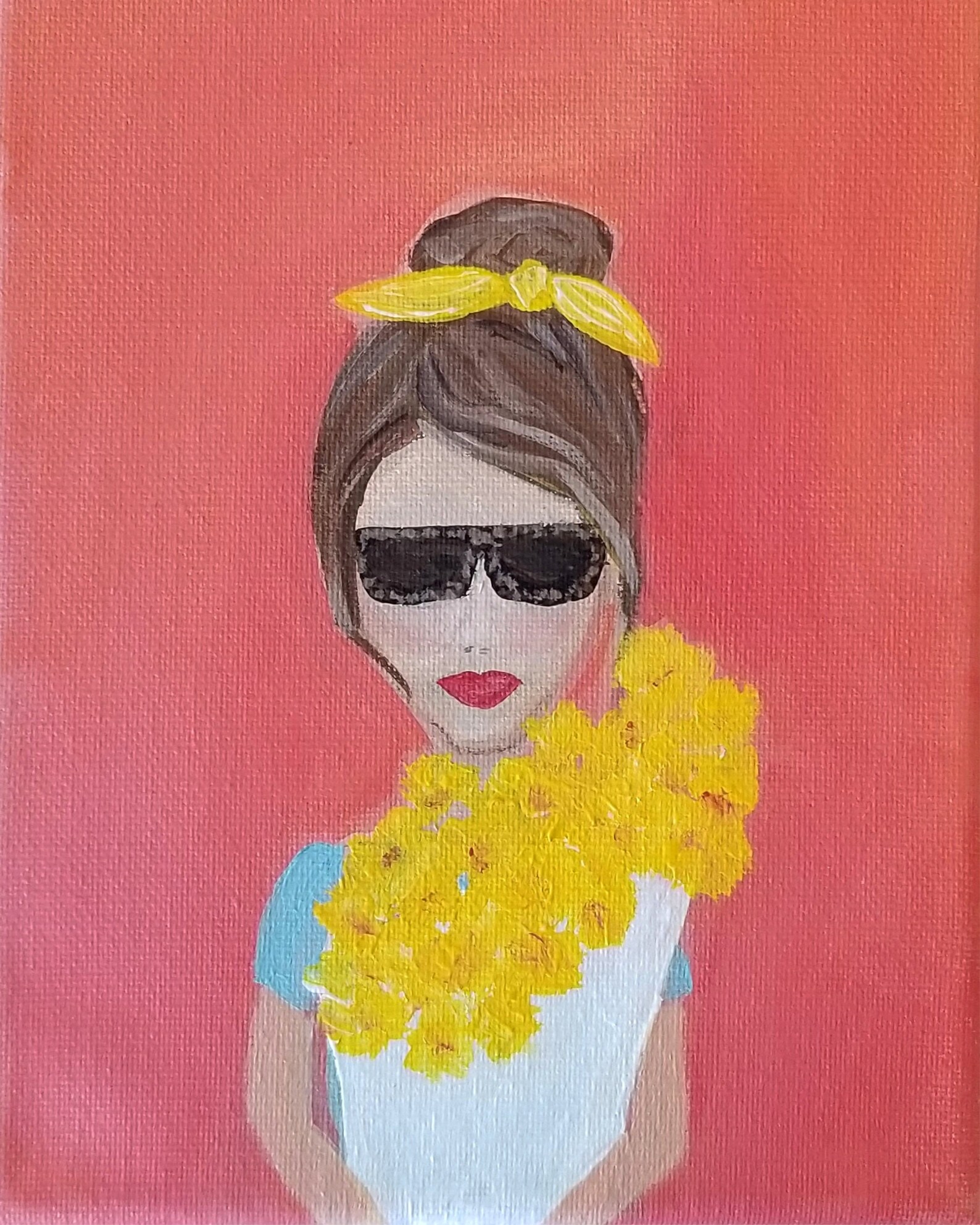 5x7 Art Print, Modern Girl With Flowers, Floral Wall Art, Fashion Wall