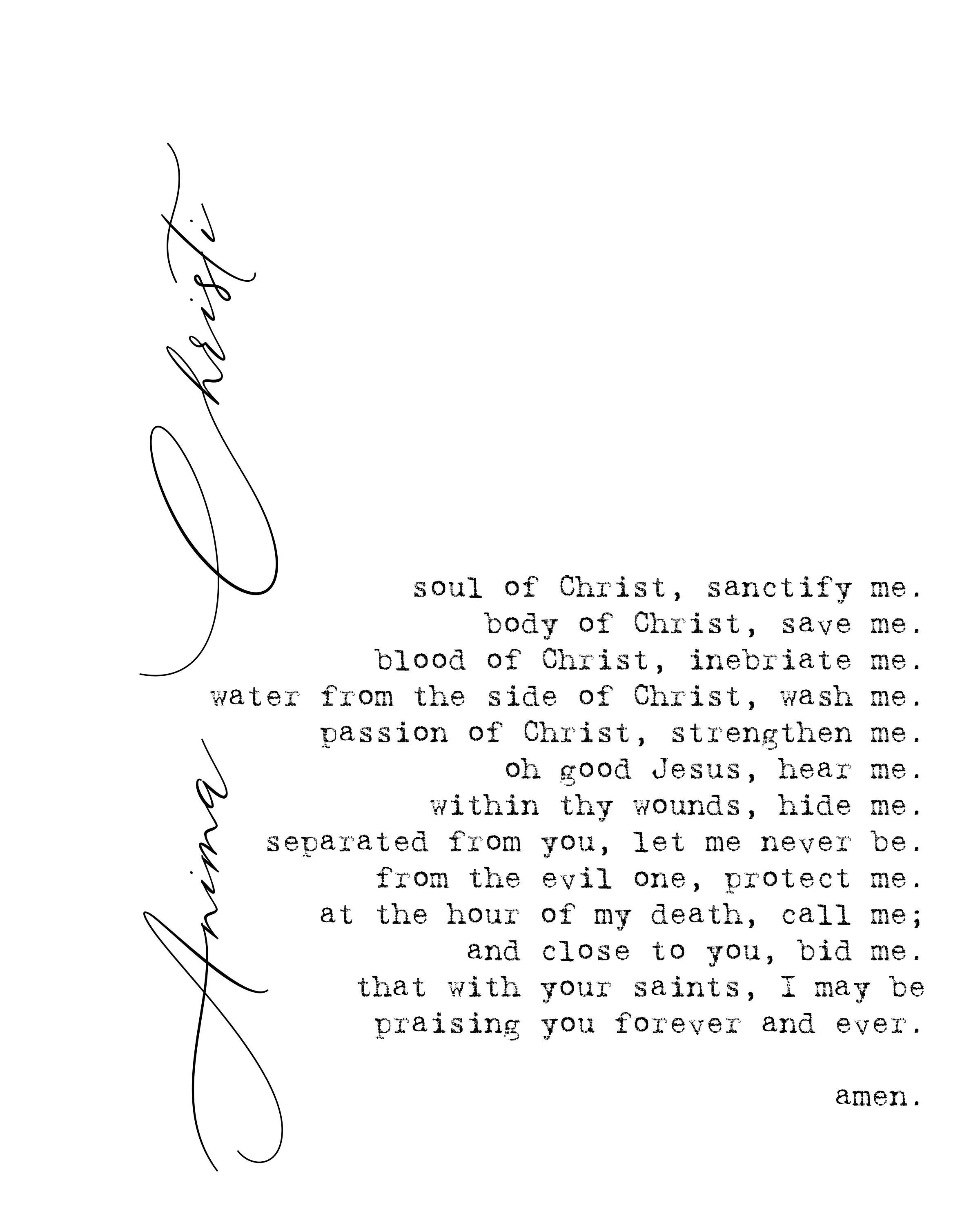 Anima Christi Digital Print Catholic Prayer Scripture - Etsy UK