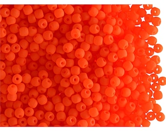 4 g (environ 300 pièces) 2 mm Perles pressées rondes en verre tchèque ESTRELA NEON (UV actif) Orange (n°25122-2)