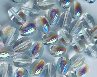 100 pcs Glass drops 11x8 mm, Crystal AB (00030/28701), Czech Glass (ADR007-100p)