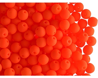 100 pcs 4 mm Perles pressées rondes en verre tchèque ESTRELA NEON (UV actif) Orange (nr25122-4)