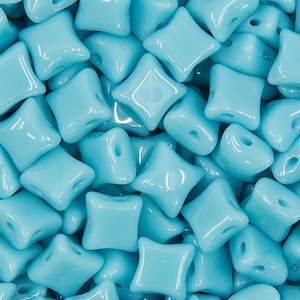 150pcs WibeDuo® Beads, 8x8 mm, 2-Hole, Opaque Blue Turquoise (63020), Czech Glass, (AWIB024-150p)