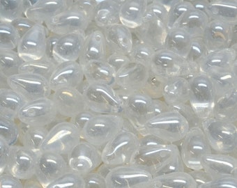 30pcs Teardrop Shaped Beads 6x9mm, Crystal Shimmer (00030-21402), Czech Glass (TD056-30p)