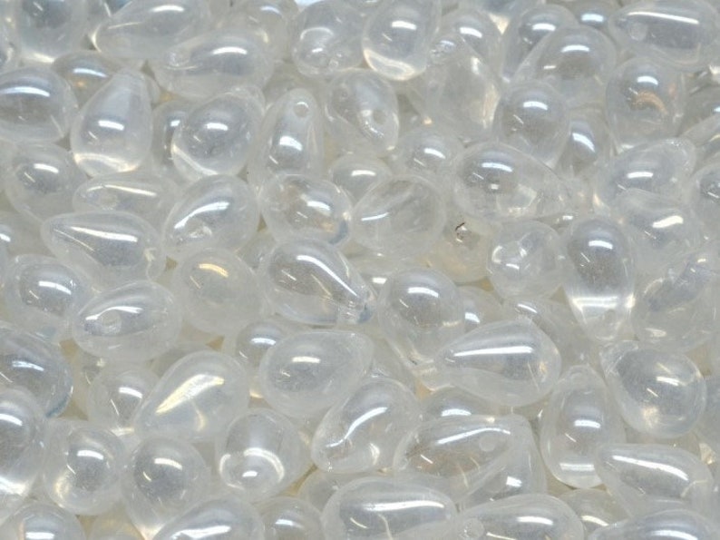 30pcs Teardrop Shaped Beads 6x9mm, Crystal Shimmer 00030-21402, Czech Glass TD056-30p image 1