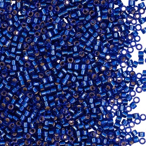 10g 11/0 Miyuki Delica, Japanese Seed Beads, Silver Lined Cobalt (11DE021)
