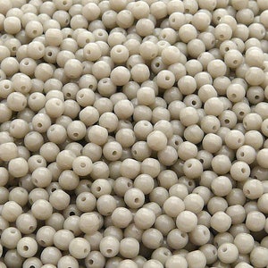100pcs 3mm Czech Pressed Glass Beads Opaque Light Grey (3RP085)