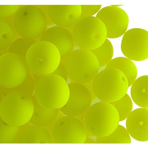 30pcs 8mm Czech Glass Round Pressed Beads ESTRELA NEON (UV Active) Yellow (nr25121-8)