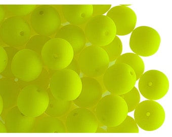 30 Stück 8 mm Tschechische Glas Runde Pressperlen ESTRELA NEON (UV Active) Gelb (nr25121-8)