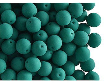 50pcs 6mm Czech Glass Round Pressed Beads ESTRELA NEON (UV Active) Dark Green (nr25128-6)