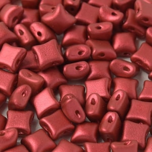 150pcs WibeDuo® Beads, 8x8 mm, 2-Hole, Lava Red (01890), Czech Glass, (AWIB046-150p)