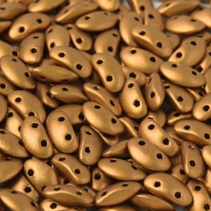 300 pcs Mobyduo® Beads, 3x8mm, 2-Hole, Czech Glass, Brass Gold (01740) (MOB004)
