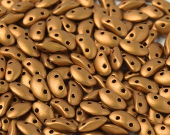 300 perles Mobyduo®, 3 x 8 mm, 2 trous, verre tchèque, laiton doré (01740) (MOB004)