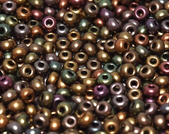 20gr 8/0 Czech Glass Seed Beads, Purple Iris Gold (8SB051)