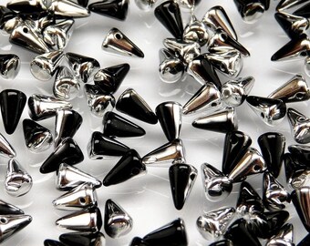 50pcs Czech Pressed Glass Beads Pinch 5mm Jet Labrador