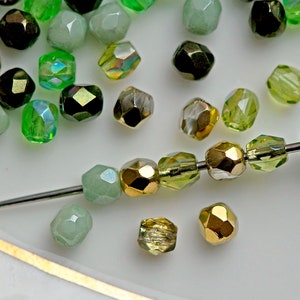 25 g 0,88 oz Mix of Faceted Fire Polished Beads 3 mm, 5 Сolors Forest Haze, Czech Glass 3MFP507-625p image 4