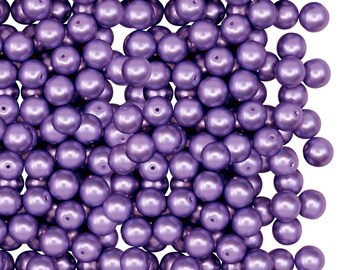 100 Stück Böhmische Glaswachsperlen Rund 4mm Violett Matt (4RPP024)