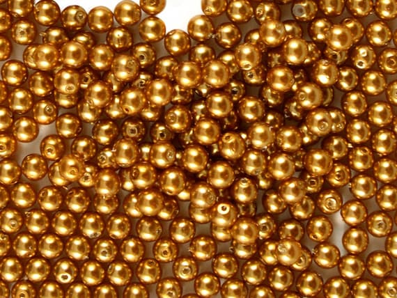 100pcs Czech Glass Pearl Beads Round 4mm Bronze Pearl (4RPP019)