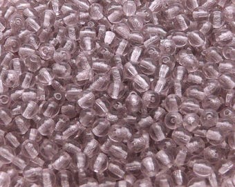 100pcs 4mm Czech Pressed Glass Beads Round, Light Amethyst (4RP061)