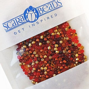 25 g 0,88 oz Mix of Faceted Fire Polished Beads 3 mm, 5 Сolors Fiery Sunset, Czech Glass 3MFP503-625p image 6