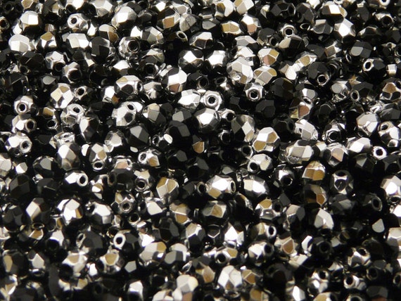 100 Perline In Vetro Ceco Sfaccettato, 8 Mm, Rotonde, Colore Labrador Silver, Foro 1,1 Mm, Per Gioielli Fai Da Te