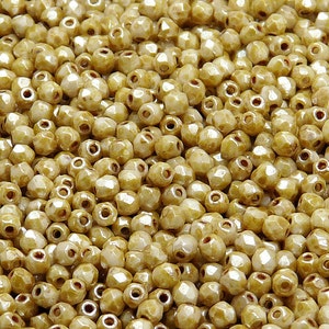 100pcs Czech Fire Polished Faceted Glass Beads Round 3mm Chalk White Glaze (3FP030)
