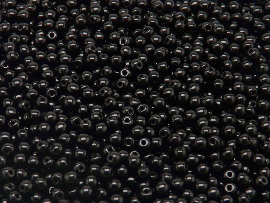 Set 275 Perle Di Vetro Pressato Ceco Rotonde - Jet Black 3/4/6/8 Mm - Foro 0,8-1,2 Mm Per Gioielli Fai Da Te