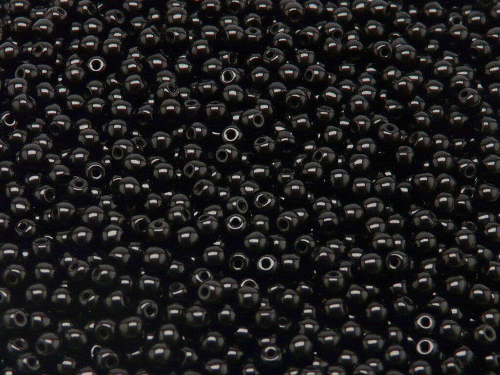 Set 275 Perle Di Vetro Pressato Ceco Rotonde - Jet Black 3/4/6/8 Mm - Foro 0,8-1,2 Mm Per Gioielli Fai Da Te