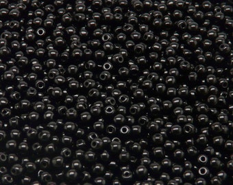 100pcs 3mm Czech Pressed Glass Beads Round Jet Black (3RP004)