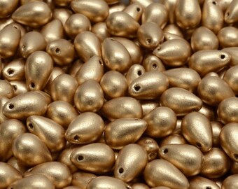 30pcs Teardrop Shaped Beads 6x9mm, Aztec Gold (00030-01710), Czech Glass (TD055-30p)