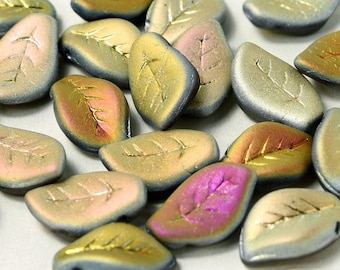 100 pcs Leaves Beads 9x14 mm, Crystal Marea Full Matted (00030/28073), Czech Glass (ALV013-100p)