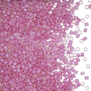 10g 11/0 Miyuki Delica, Japanese Seed Beads, Lined Pale Lilac AB (11DE041)