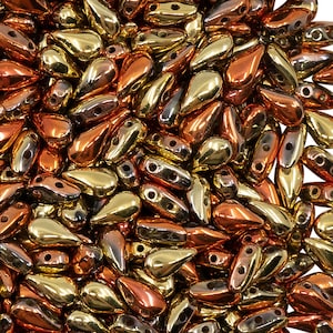 600pcs DropDuo® Beads 3x6mm 2-hole,Czech Glass, Crystal California Gold Ruch (DRD026)