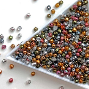 25 g 0,88 oz Mix of Faceted Fire Polished Beads 3 mm, 5 Сolors Meteor Rain, Czech Glass 3MFP504-625p image 5